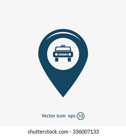 Map pointer with car icon. Vector illustration