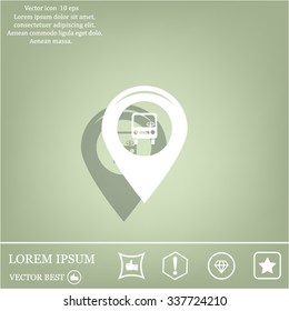 Map pointer with car icon. Vector illustration