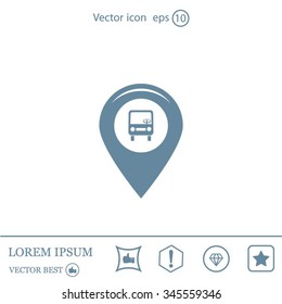 Map pointer with car icon. Vector illustration