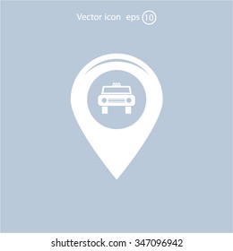 Map pointer with car icon. Vector illustration