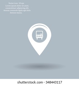 Map pointer with car icon. Vector illustration