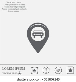 Map pointer with car icon. Vector illustration
