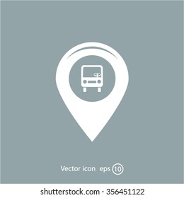 Map pointer with car icon. Vector illustration