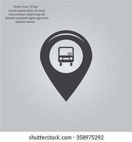 Map pointer with car icon. Vector illustration