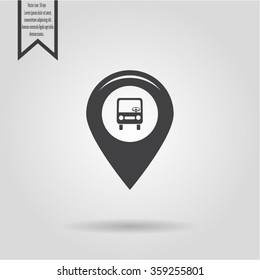 Map pointer with car icon. Vector illustration