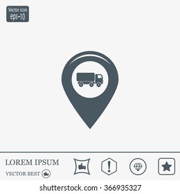 Map pointer with car icon. Vector illustration