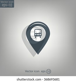 Map pointer with car icon. Vector illustration