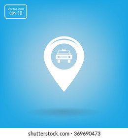 Map pointer with car icon. Vector illustration