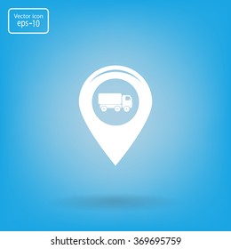 Map pointer with car icon. Vector illustration