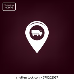 Map pointer with car icon. Vector illustration