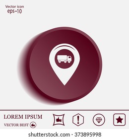 Map pointer with car icon. Vector illustration