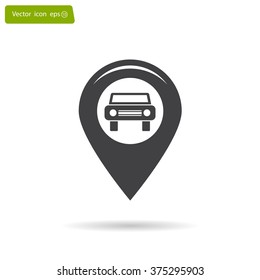 Map pointer with car icon. Vector illustration