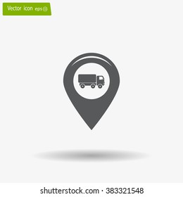 Map pointer with car icon. Vector illustration