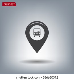 Map pointer with car icon. Vector illustration