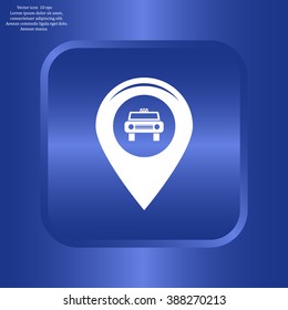 Map pointer with car icon. Vector illustration
