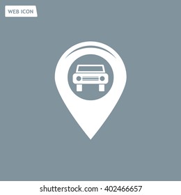 Map pointer with car icon. Vector illustration