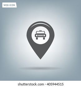 Map pointer with car icon. Vector illustration
