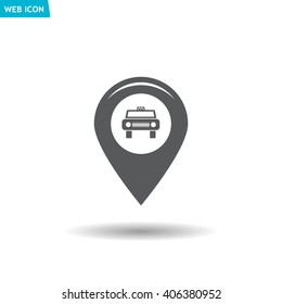 Map pointer with car icon. Vector illustration