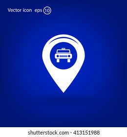 Map pointer with car icon. Vector illustration