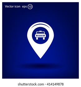 Map pointer with car icon. Vector illustration