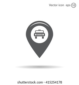 Map pointer with car icon. Vector illustration