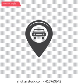 Map pointer with car icon. Vector illustration
