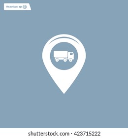 Map pointer with car icon. Vector illustration