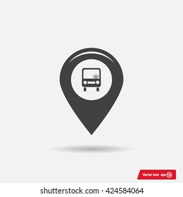 Map pointer with car icon. Vector illustration