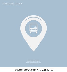 Map pointer with car icon. Vector illustration