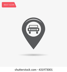 Map pointer with car icon. Vector illustration