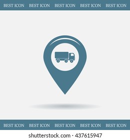 Map pointer with car icon. Vector illustration