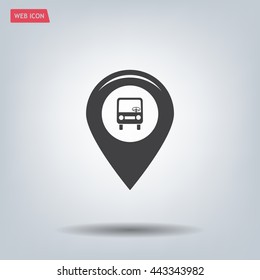 Map pointer with car icon. Vector illustration