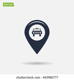 Map pointer with car icon. Vector illustration