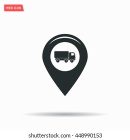 Map pointer with car icon. Vector illustration