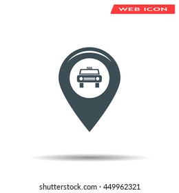 Map pointer with car icon. Vector illustration