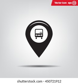 Map pointer with car icon. Vector illustration