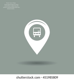 Map pointer with car icon. Vector illustration