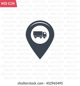 Map pointer with car icon. Vector illustration