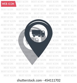 Map pointer with car icon. Vector illustration