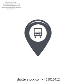 Map pointer with car icon. Vector illustration