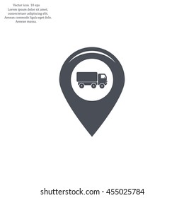 Map pointer with car icon. Vector illustration