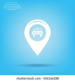 Map pointer with car icon. Vector illustration