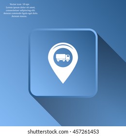 Map pointer with car icon. Vector illustration