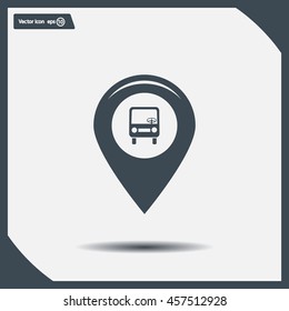 Map pointer with car icon. Vector illustration