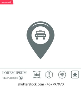 Map pointer with car icon. Vector illustration