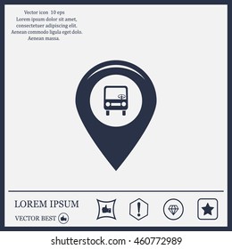 Map pointer with car icon. Vector illustration