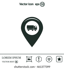 Map pointer with car icon. Vector illustration