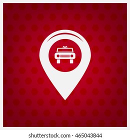 Map pointer with car icon. Vector illustration