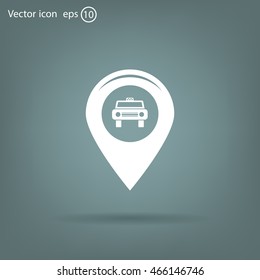 Map pointer with car icon. Vector illustration