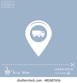 Map pointer with car icon. Vector illustration
